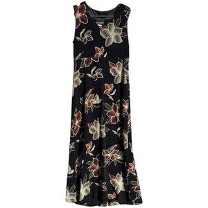 Vintage Black Floral Maxi Dress